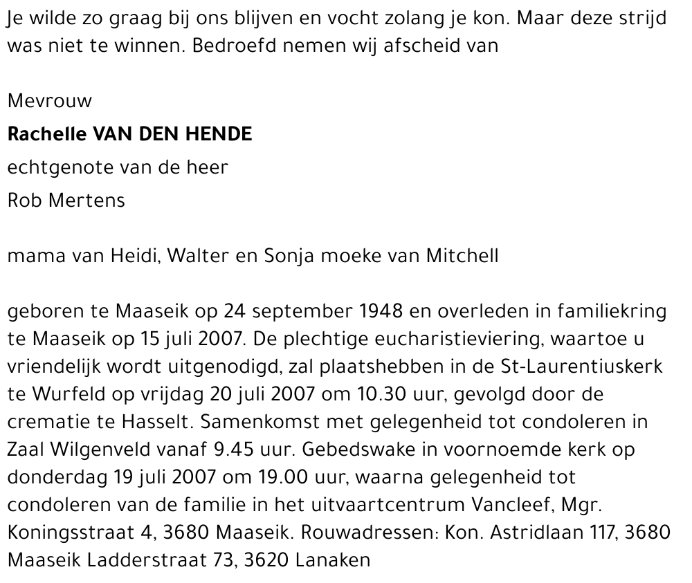 Rachelle Van Den Hende