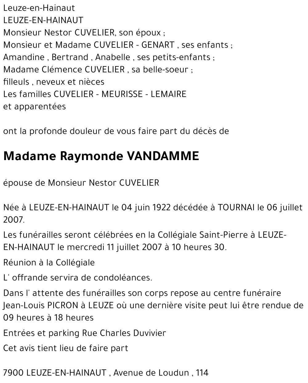 Raymonde VANDAMME