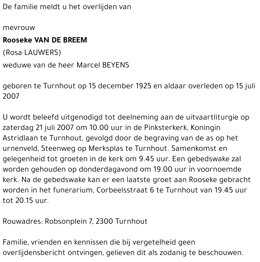 Rooseke VAN DE BREEM