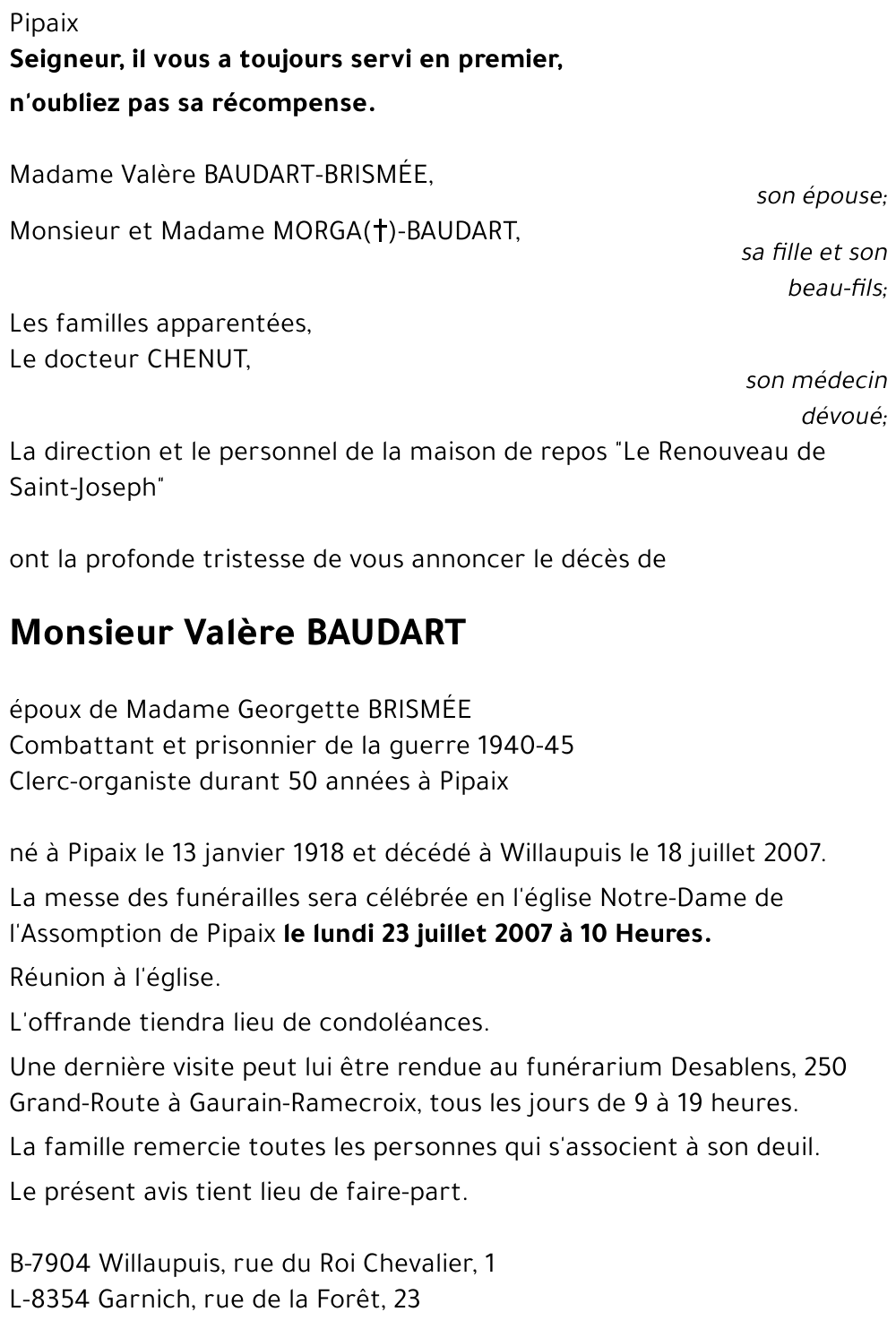 Valère BAUDART