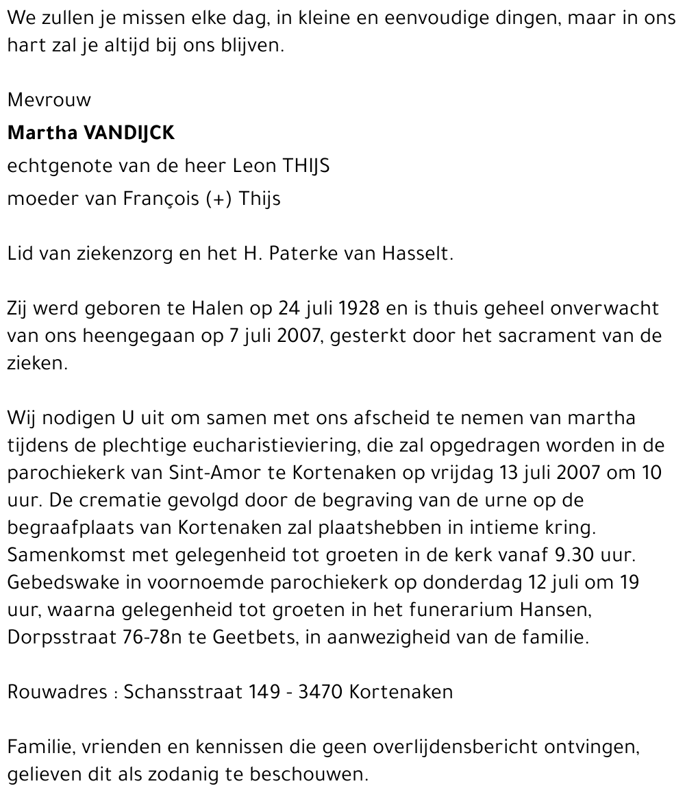 VANDIJCK Martha