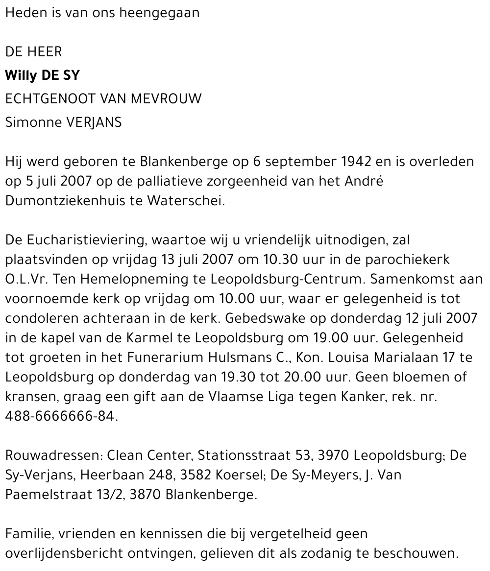 Willy De Sy