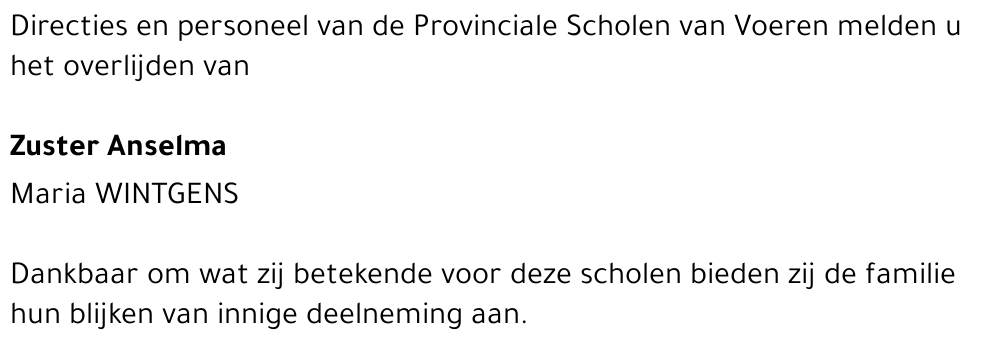 Zuster Anselma Maria Wintgens