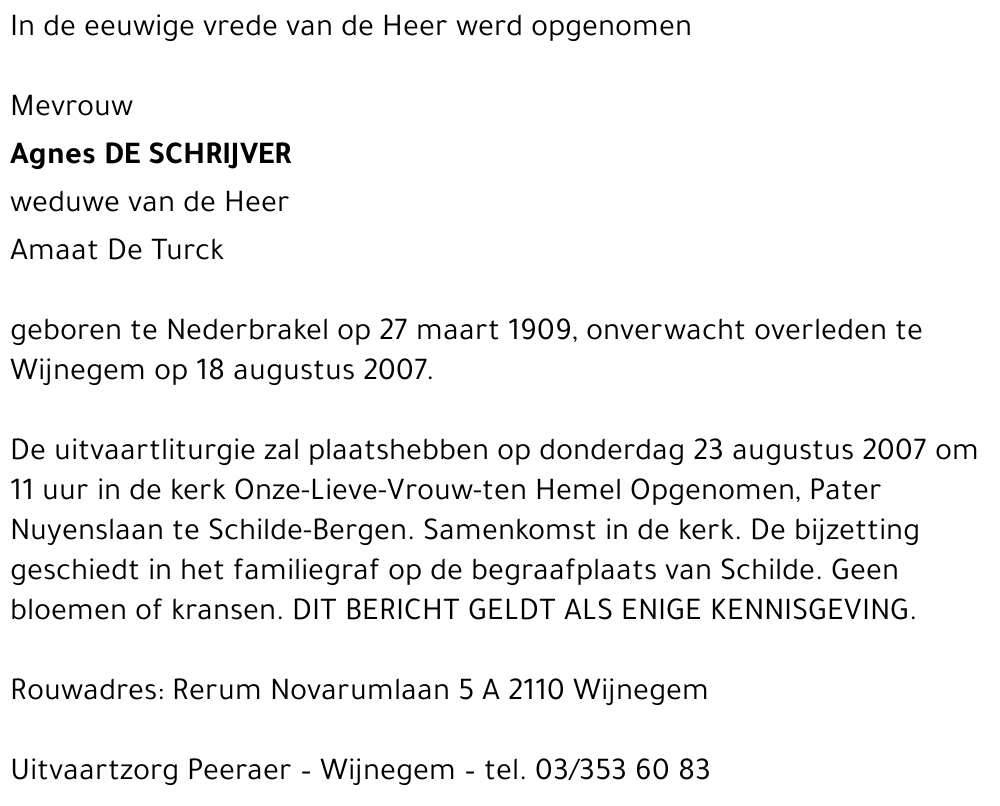 Agnes DE SCHRIJVER