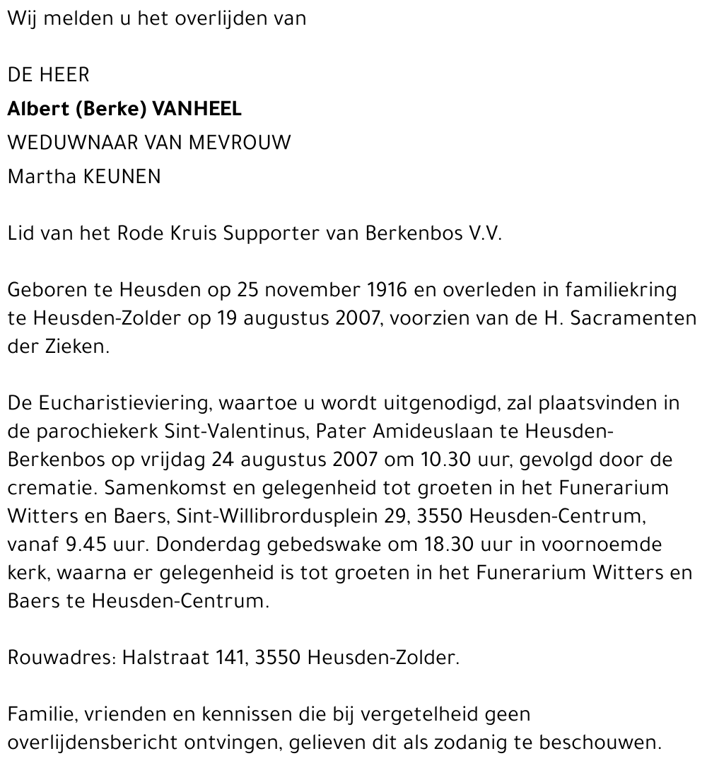 Albert (Berke) Vanheel