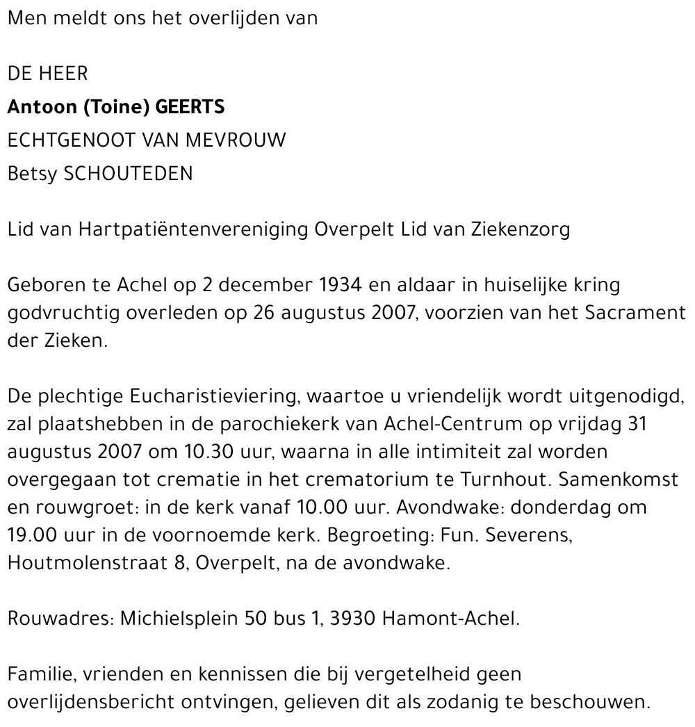 Antoon (Toine) Geerts