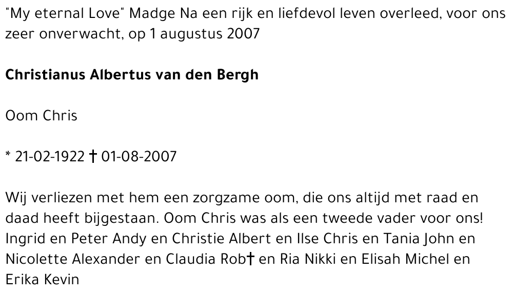 Christianus Albertus van den Bergh