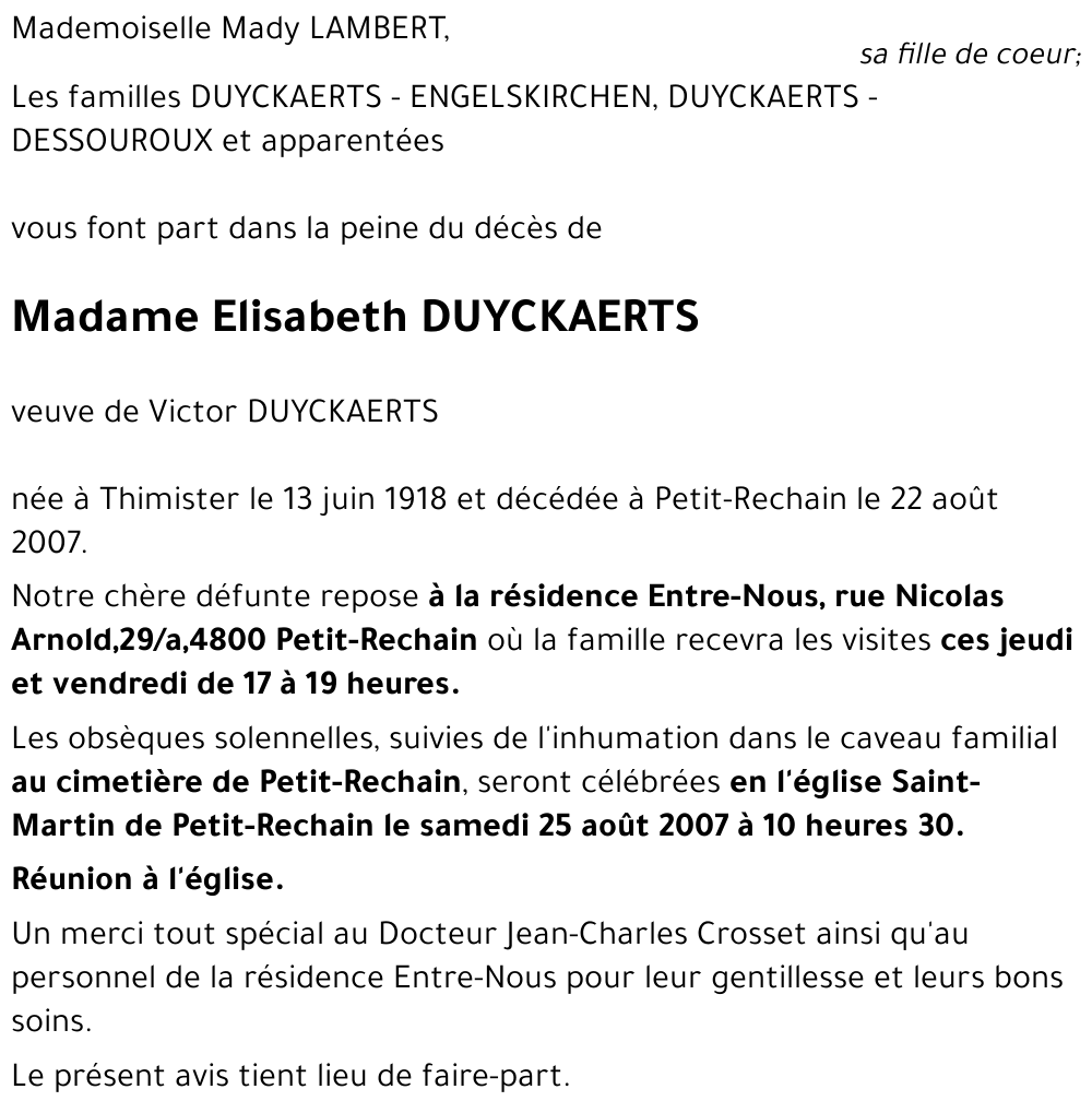 Elisabeth DUYCKAERTS
