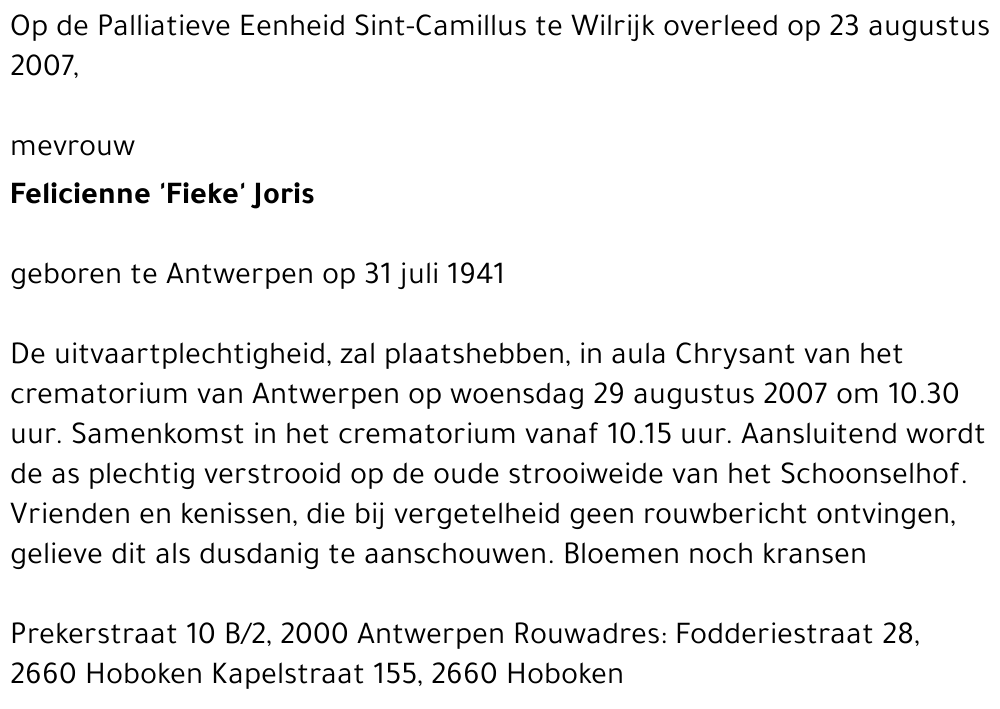 Felicienne 'Fieke' Joris