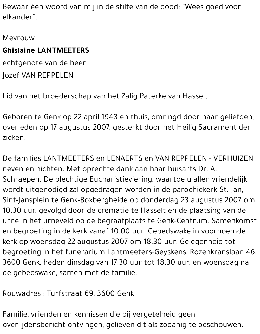 Ghislaine LANTMEETERS