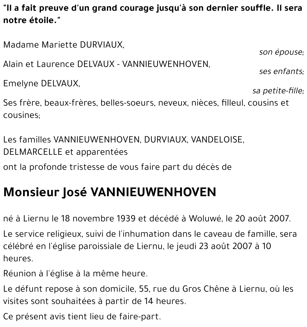 José VANNIEUWENHOVEN