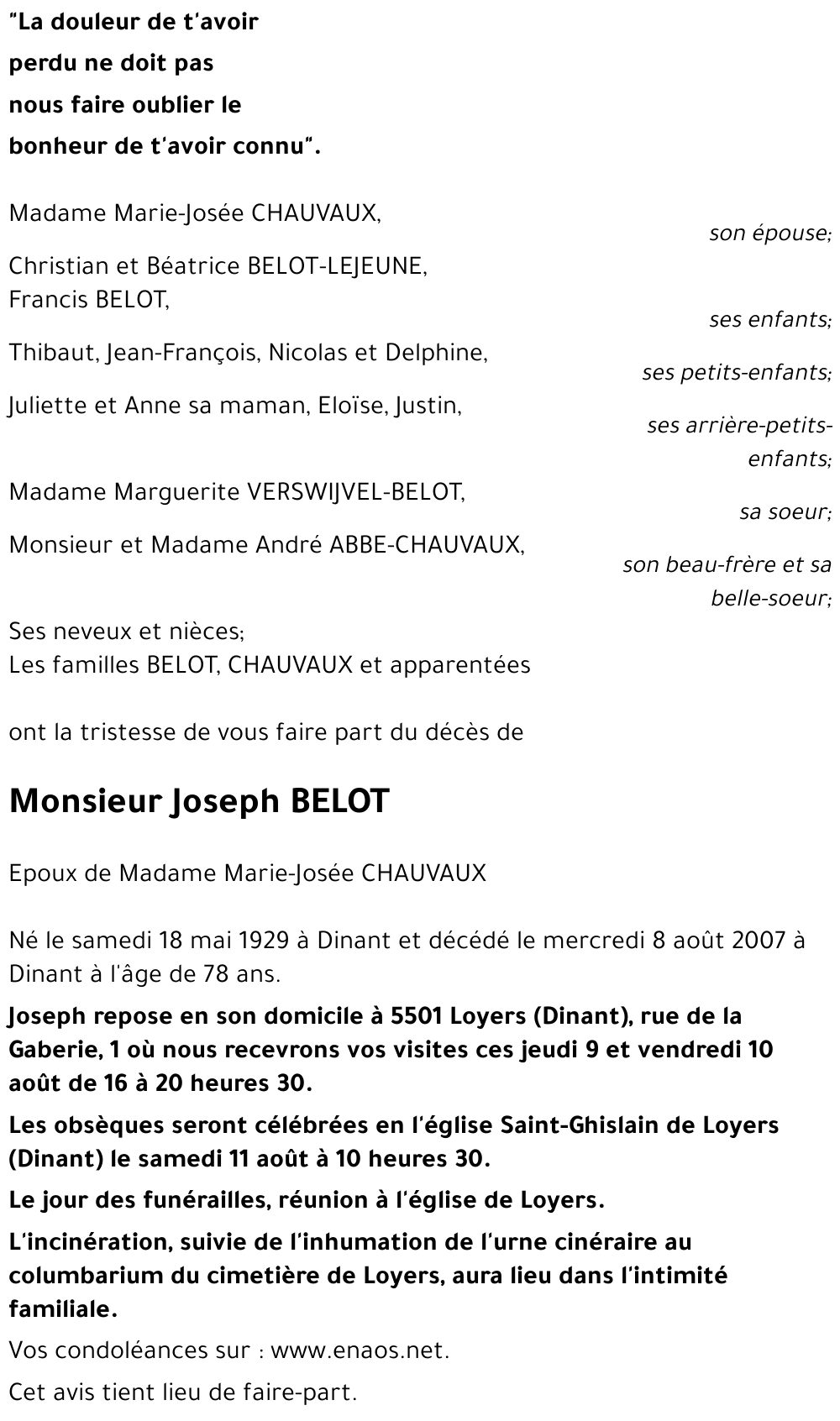 Joseph BELOT