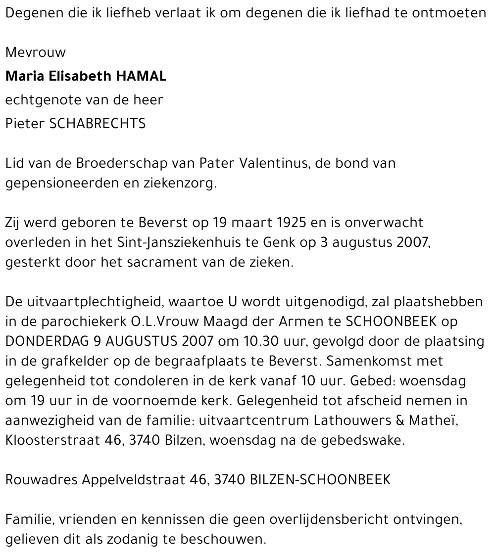 Maria Elisabeth HAMAL