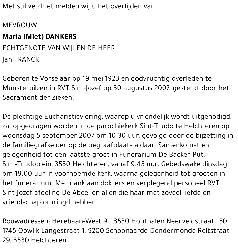 Maria (Miet) Dankers