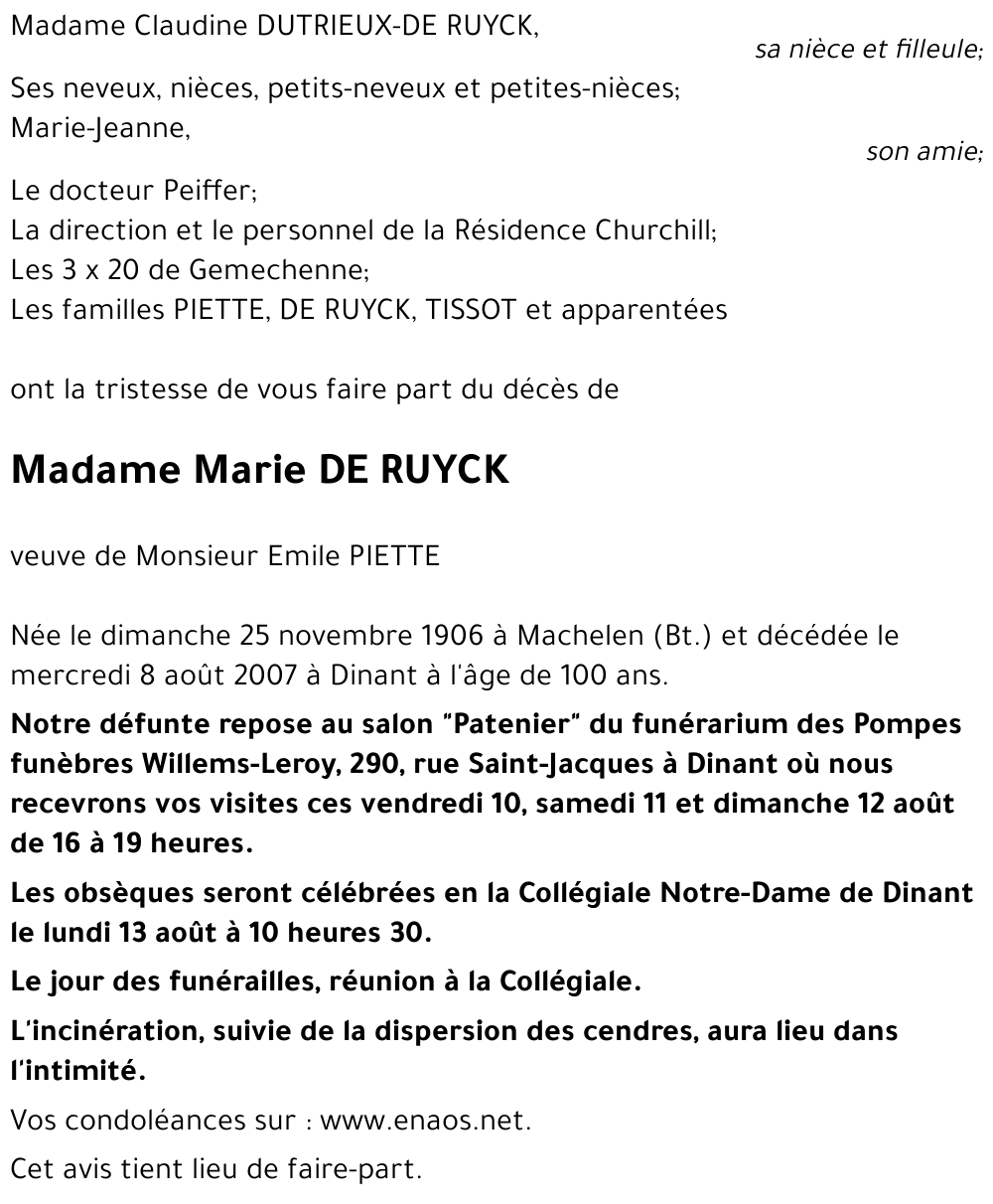 Marie DE RUYCK