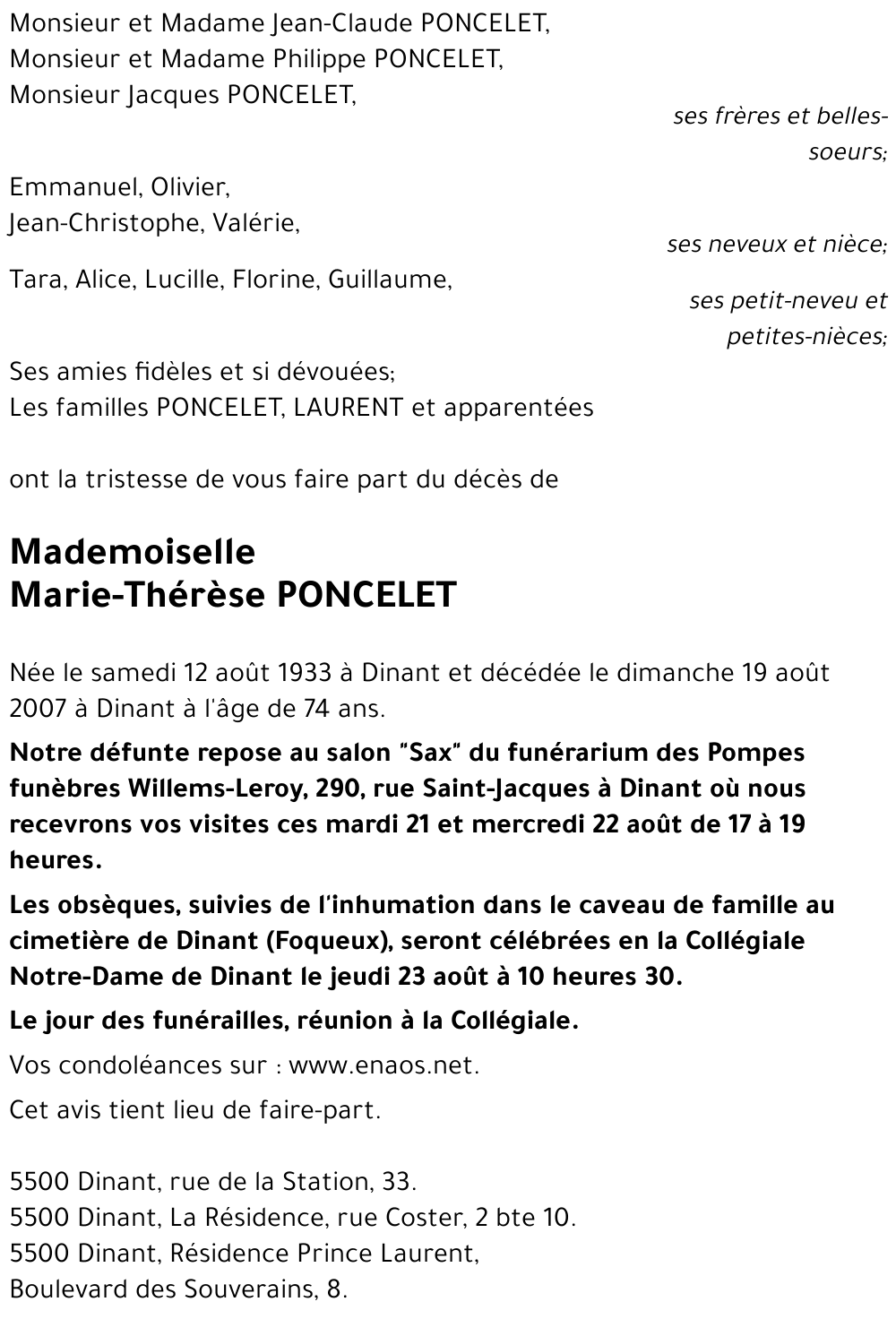 Marie-Thérèse PONCELET