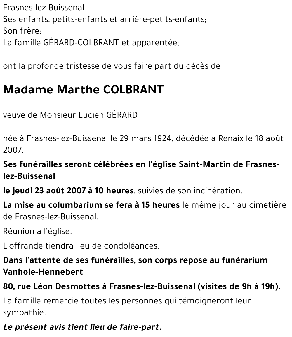 Marthe COLBRANT