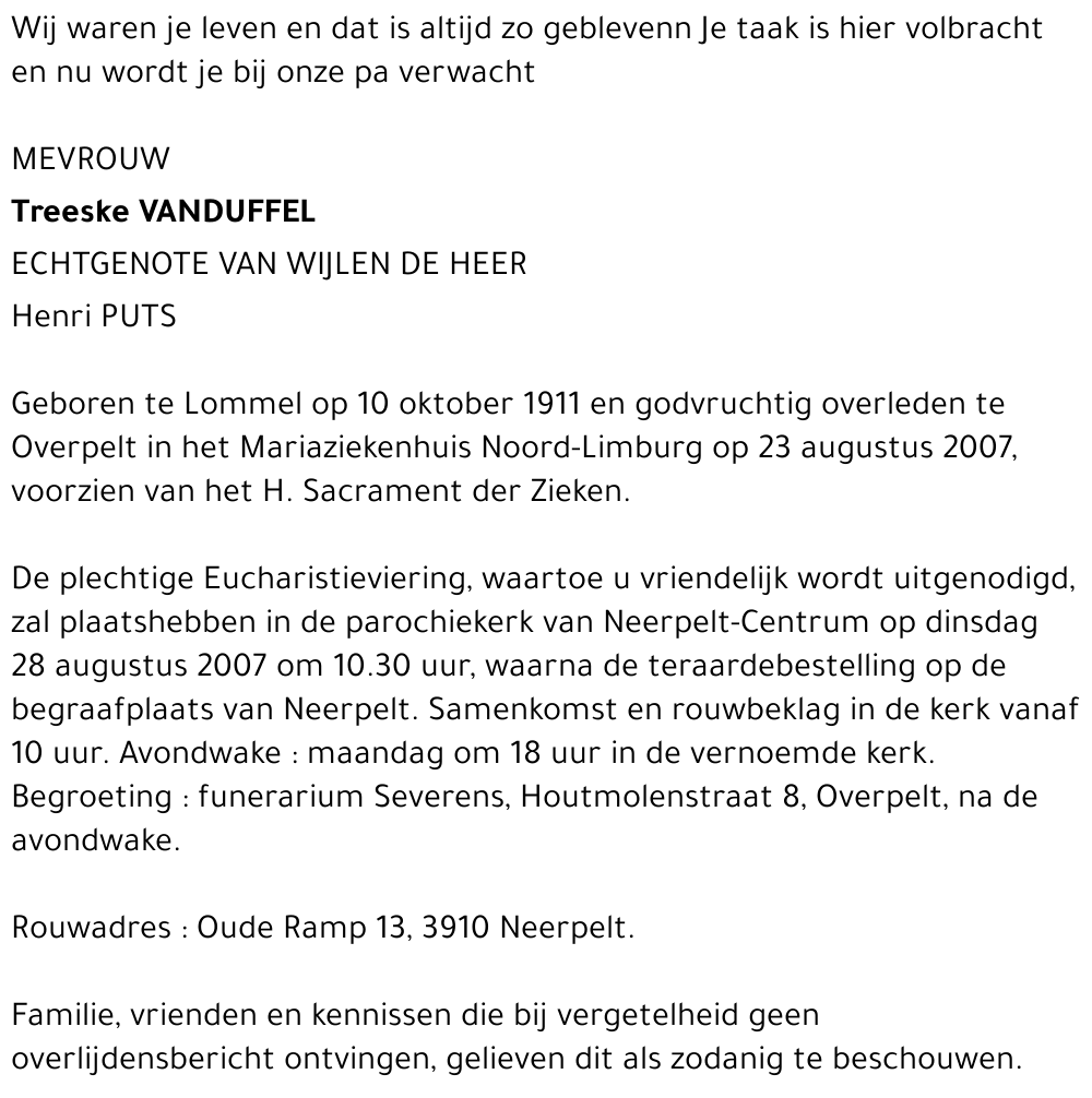 Treeske Vanduffel