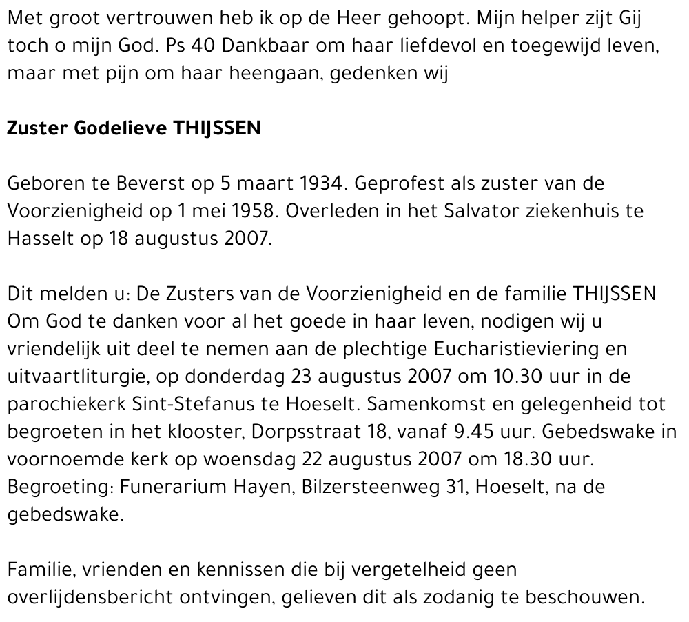 Zuster Godelieve Thijssen