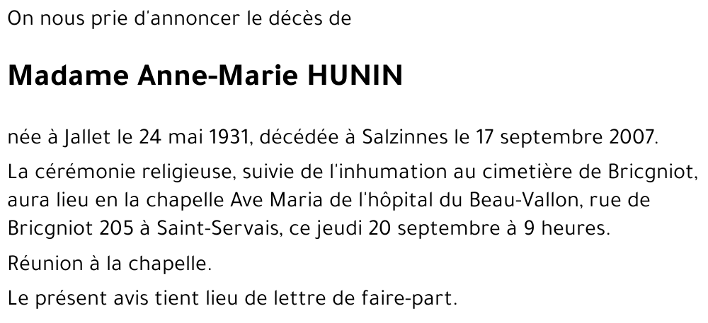 Anne-Marie HUNIN