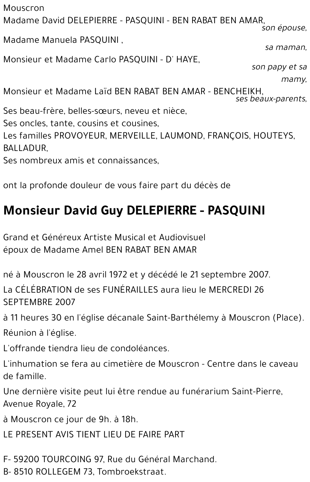 David Guy DELEPIERRE - PASQUINI