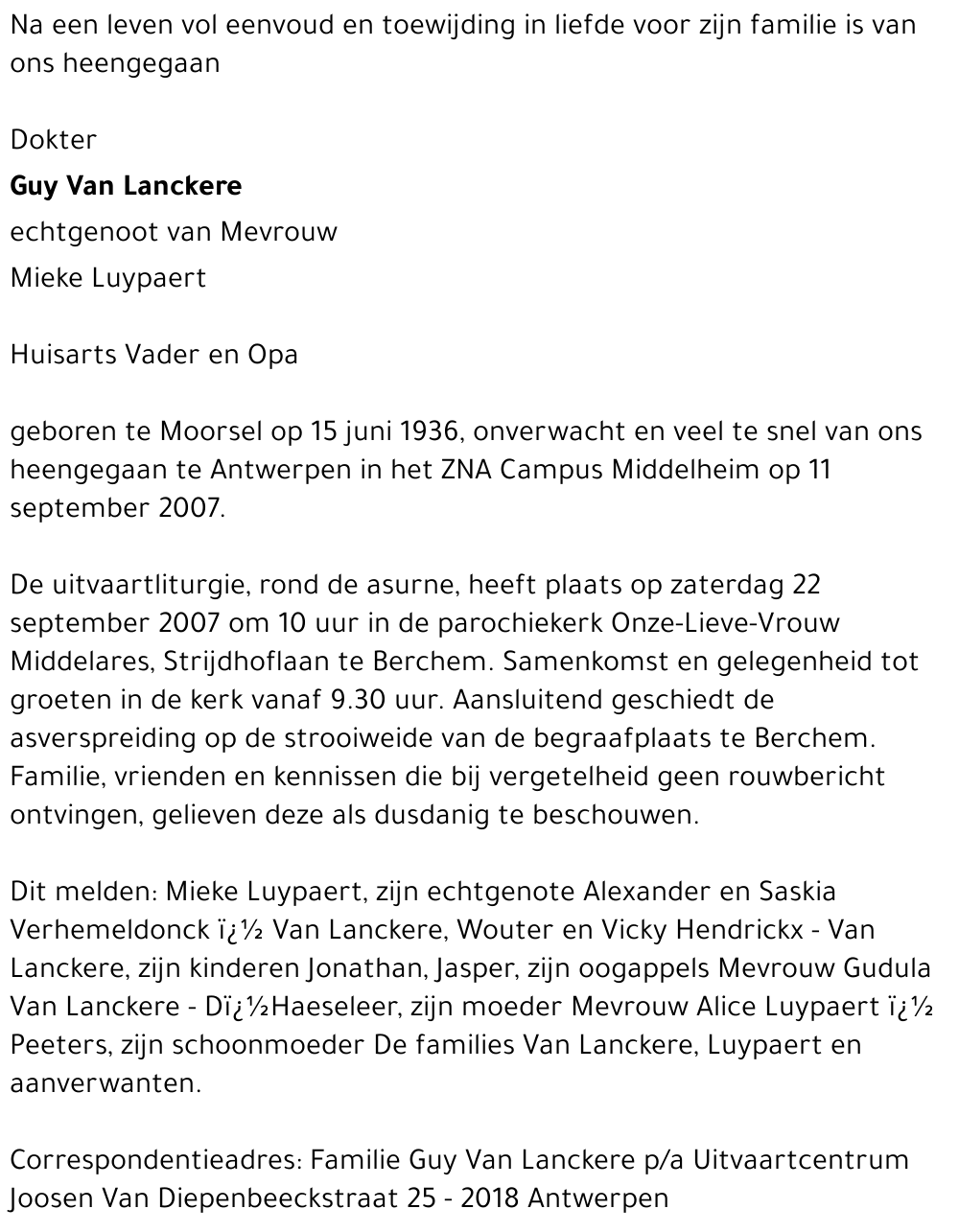 Guy Van Lanckere