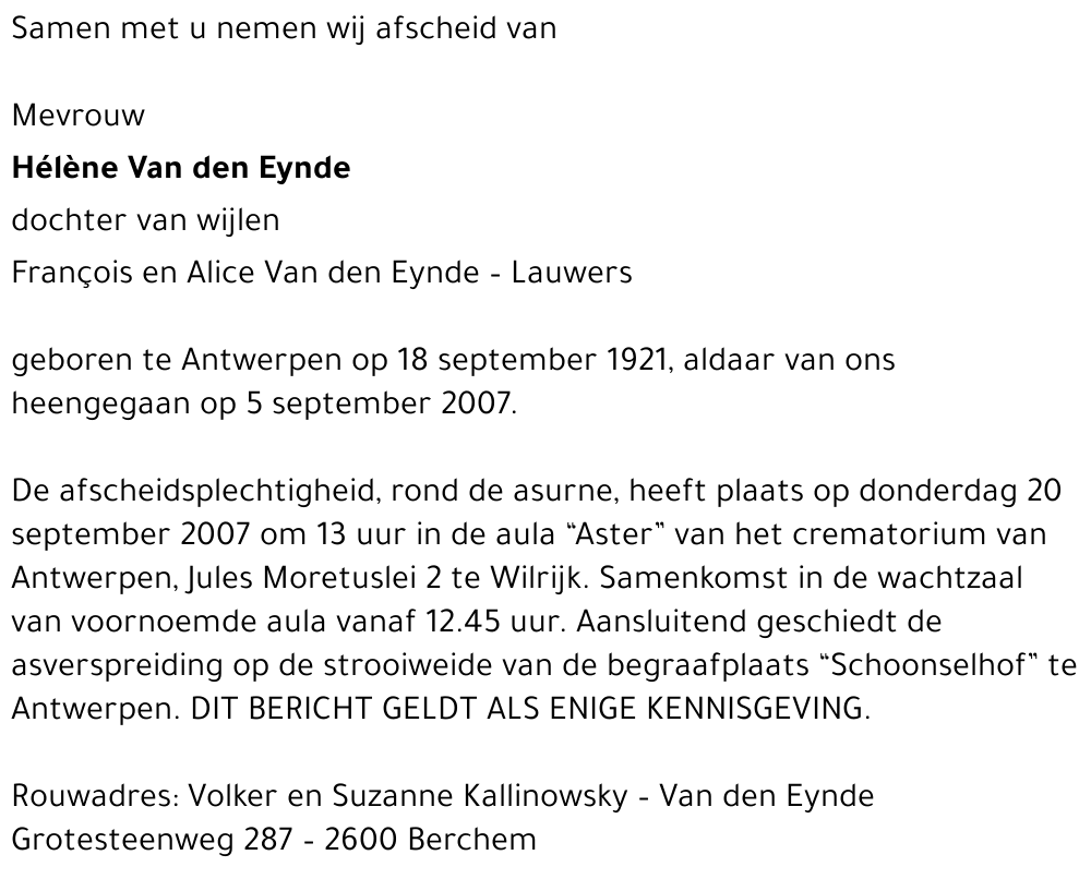 Hélène VAN DEN EYNDE