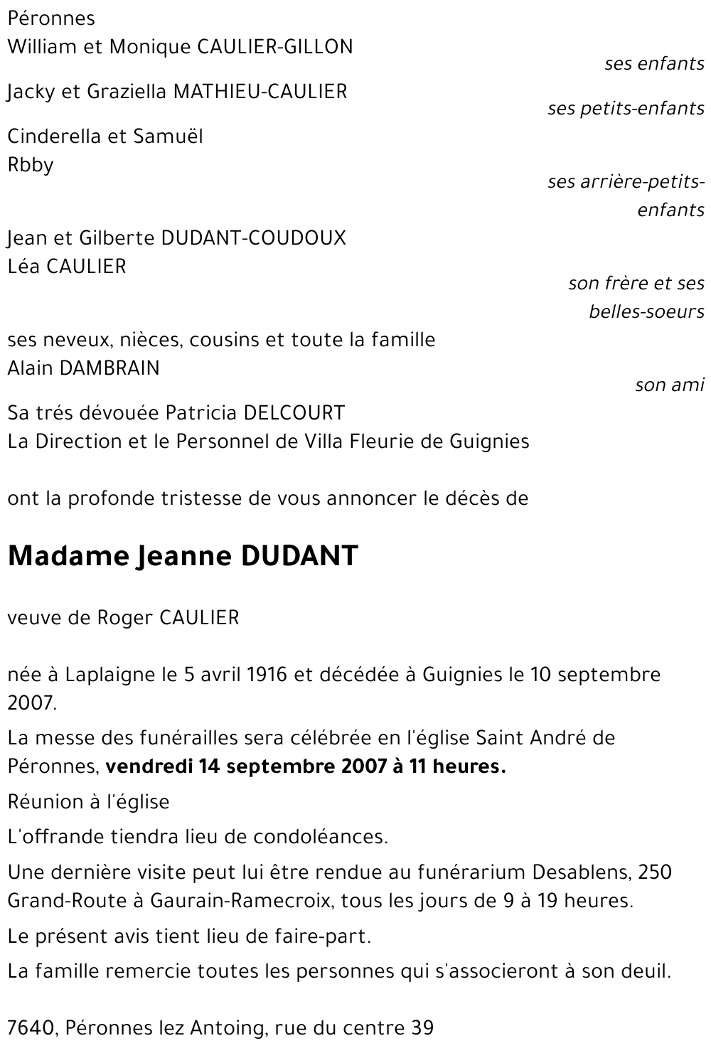 Jeanne DUDANT