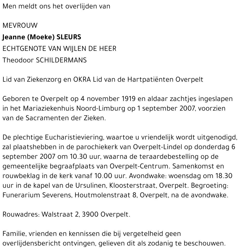 Jeanne (Moeke) Sleurs