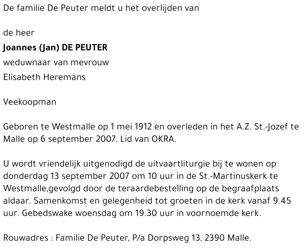 Joannes (Jan) De Peuter