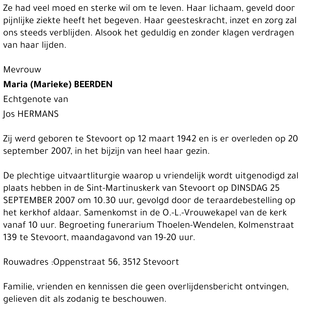 Maria (Marieke) Beerden