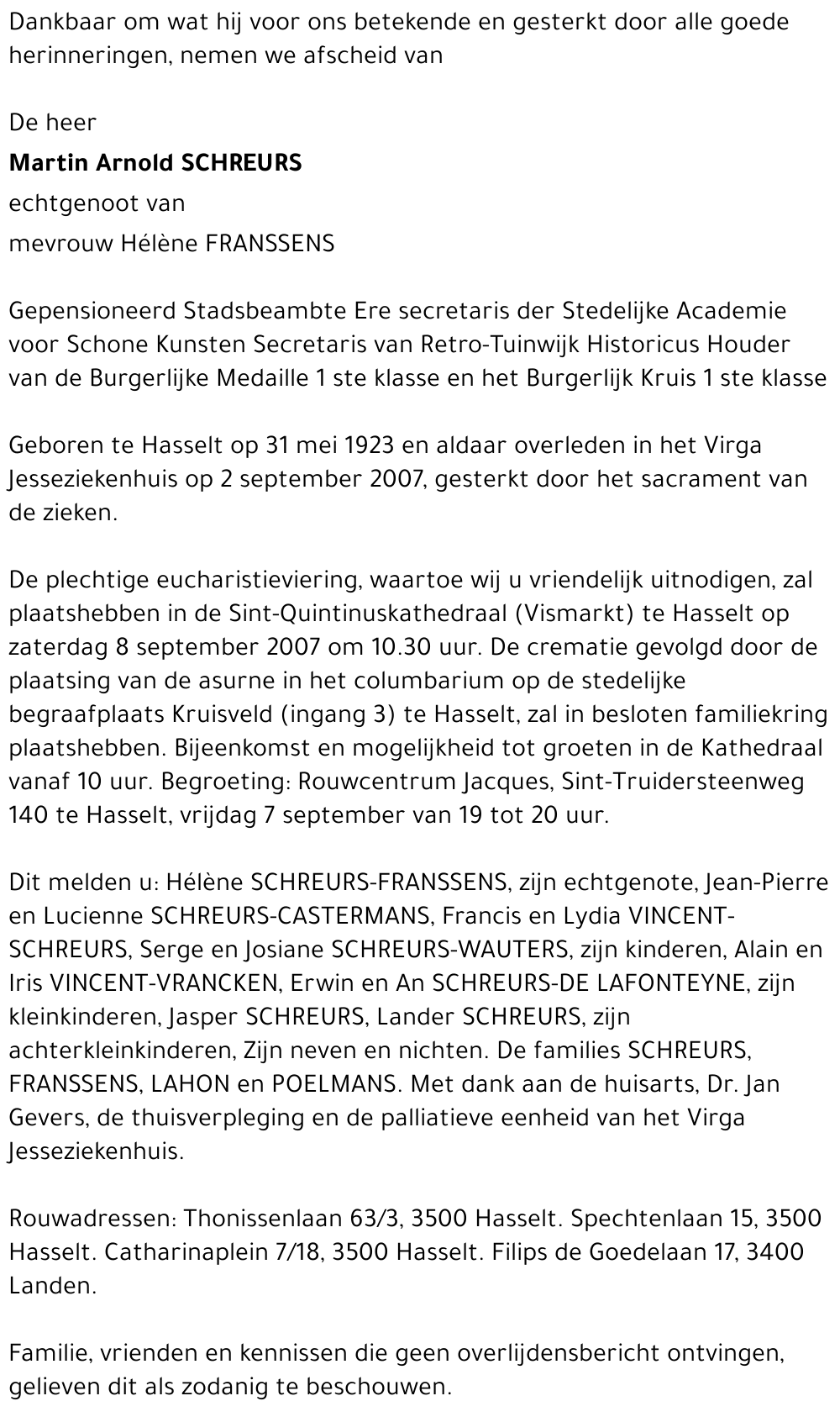 Martin Arnold Schreurs