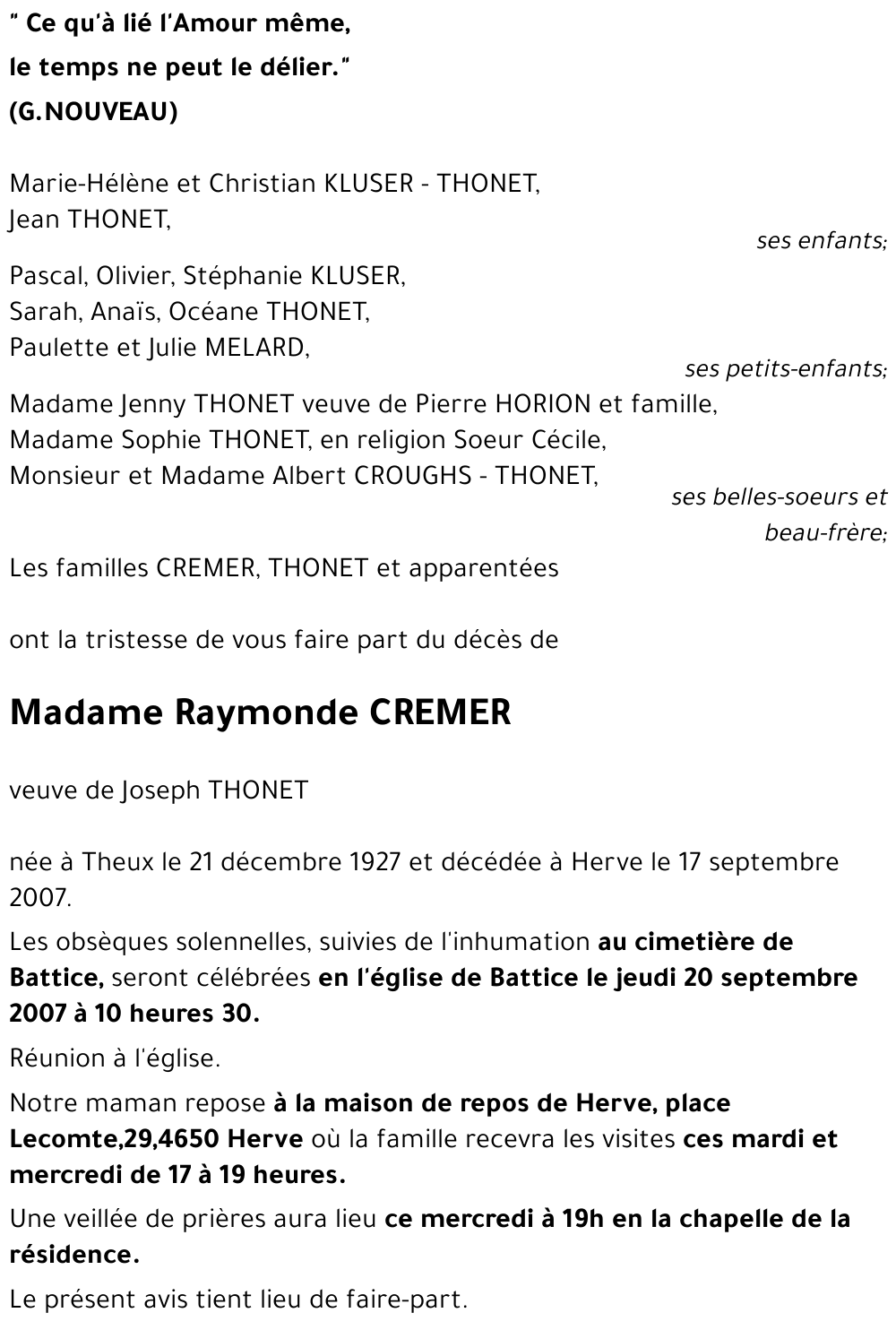 Raymonde CREMER