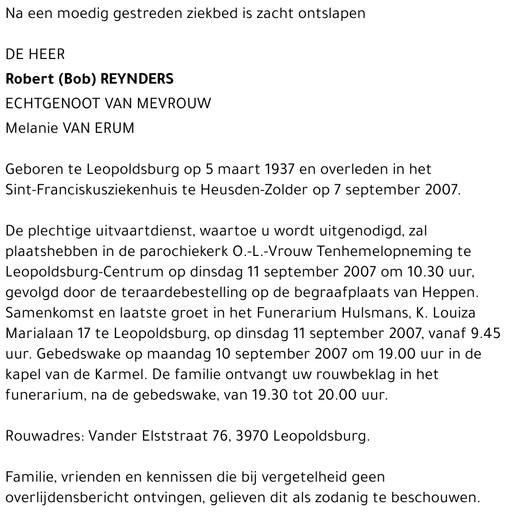 Robert (Bob) Reynders