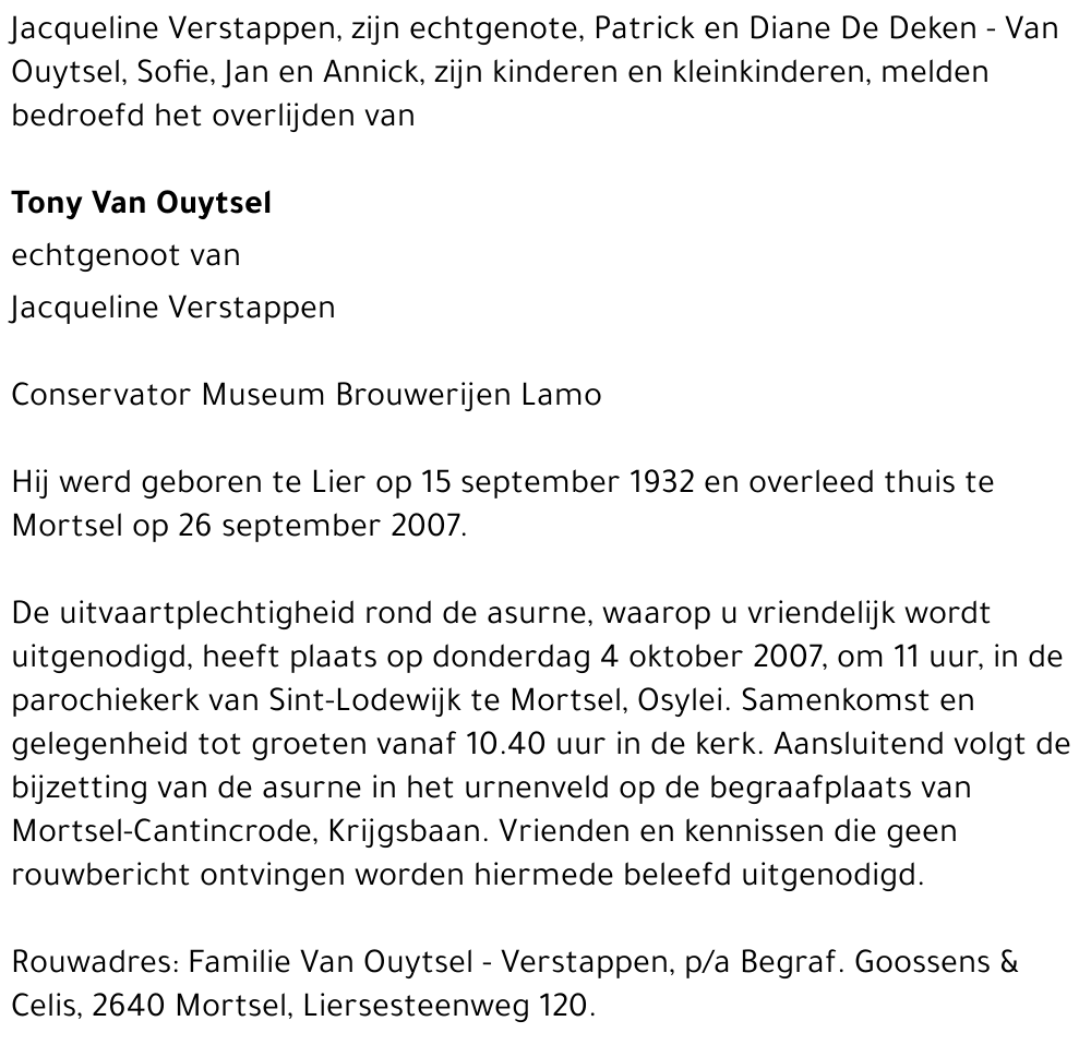 Tony Van Ouytsel
