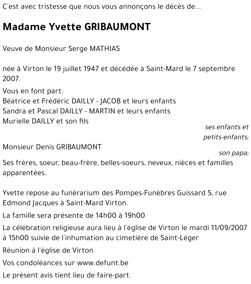 Yvette GRIBAUMONT