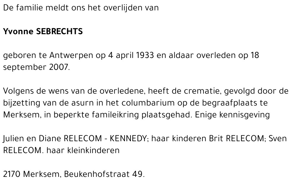Yvonne SEBRECHTS