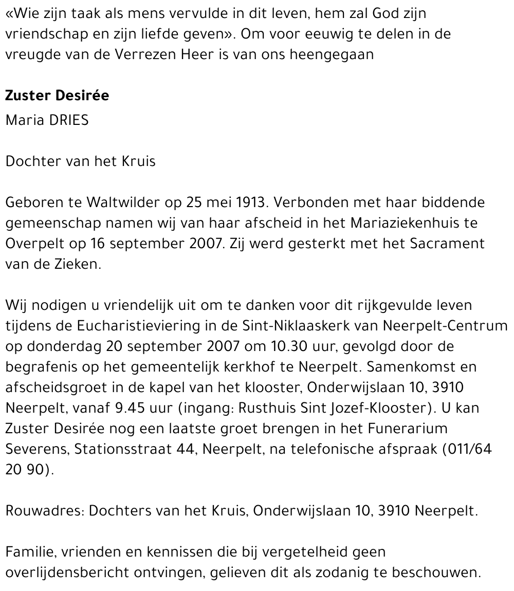 Zusters Desirée Maria Dries