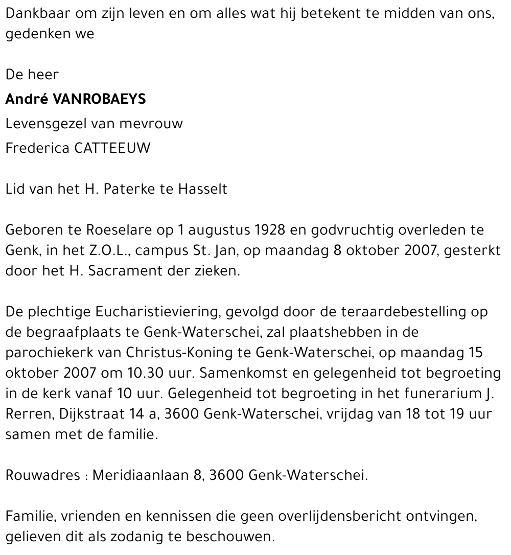 André VANROBAEYS