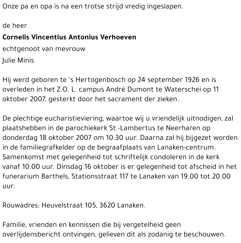 Cornelis Vincentius Antonius Verhoeven