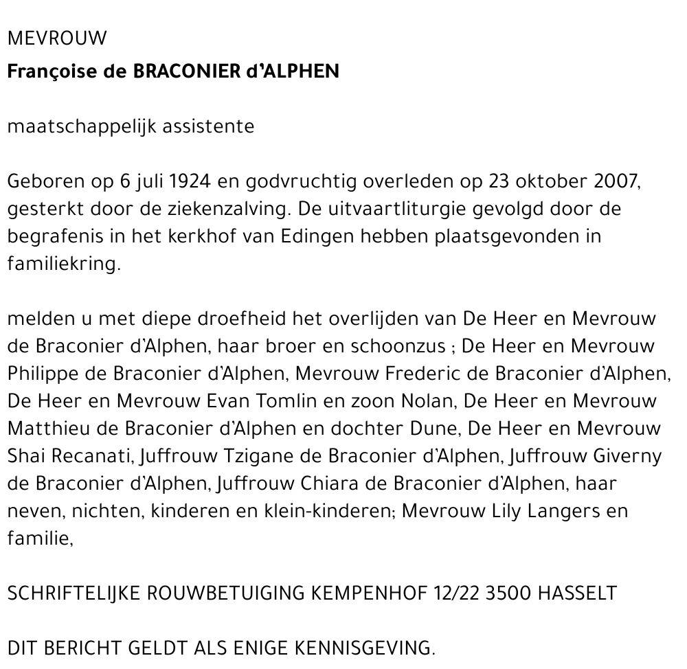 Françoise de Braconier d'Alphen