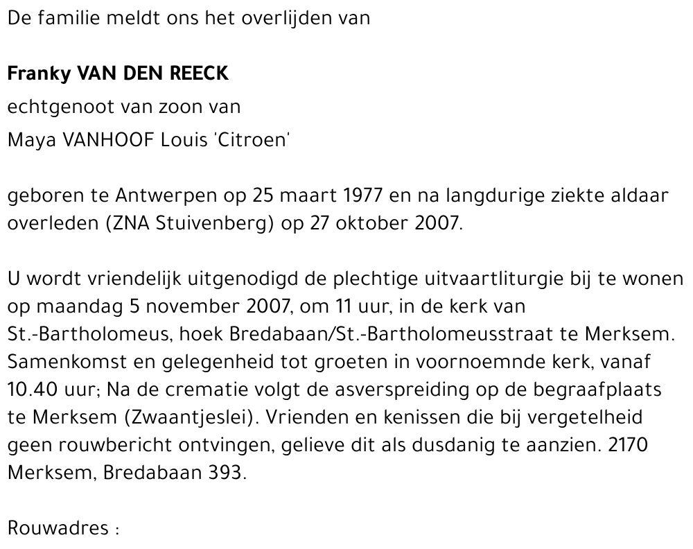 Franky Van den Reeck