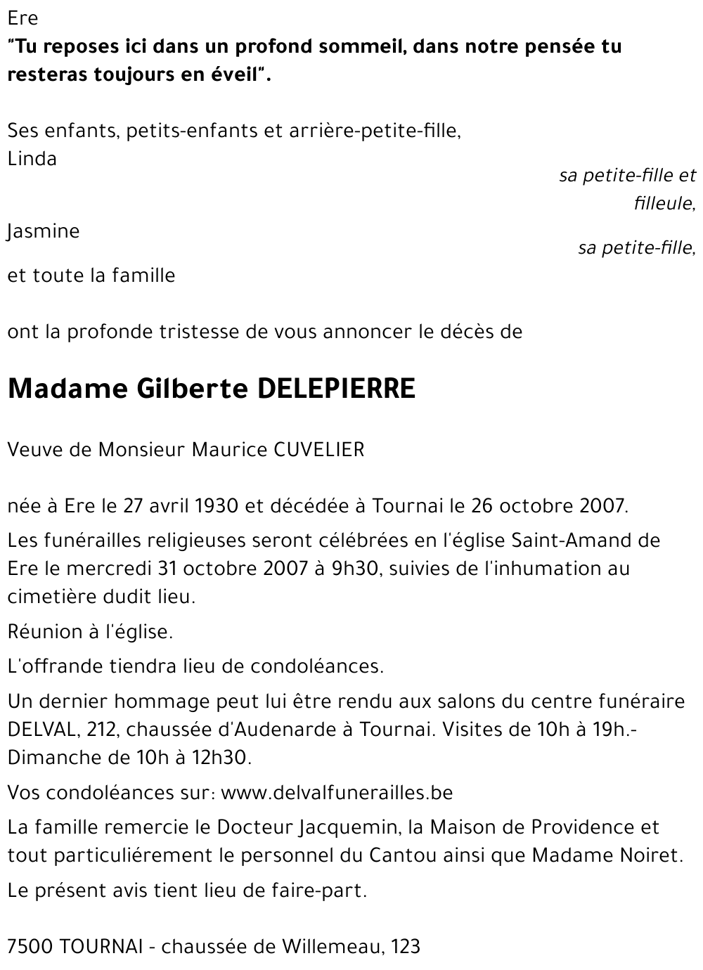 Gilberte DELEPIERRE