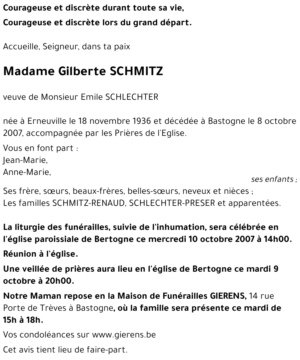 Gilberte SCHMITZ