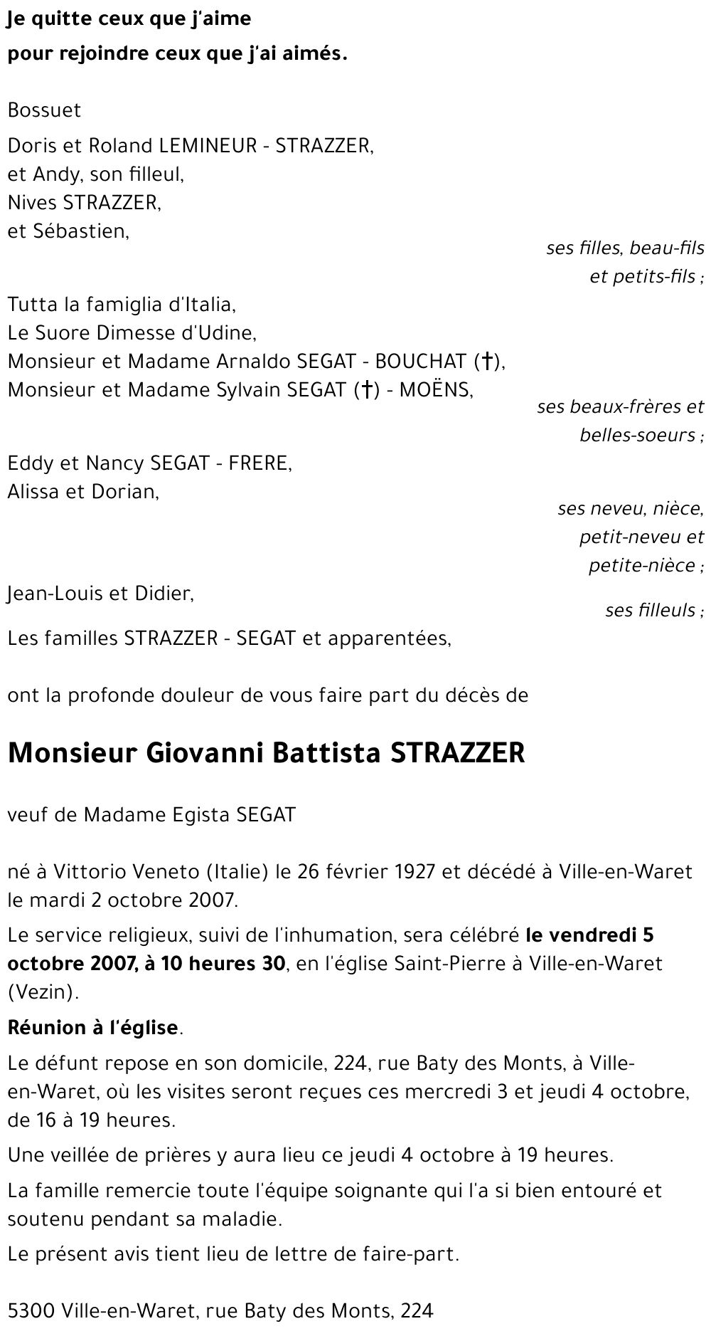 Giovanni Battista STRAZZER