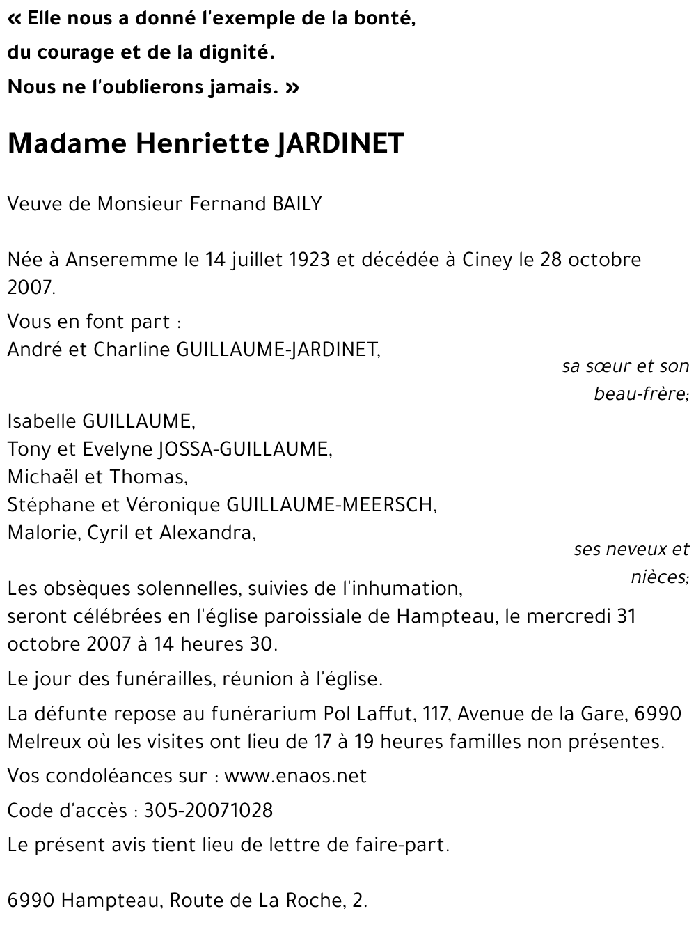Henriette JARDINET