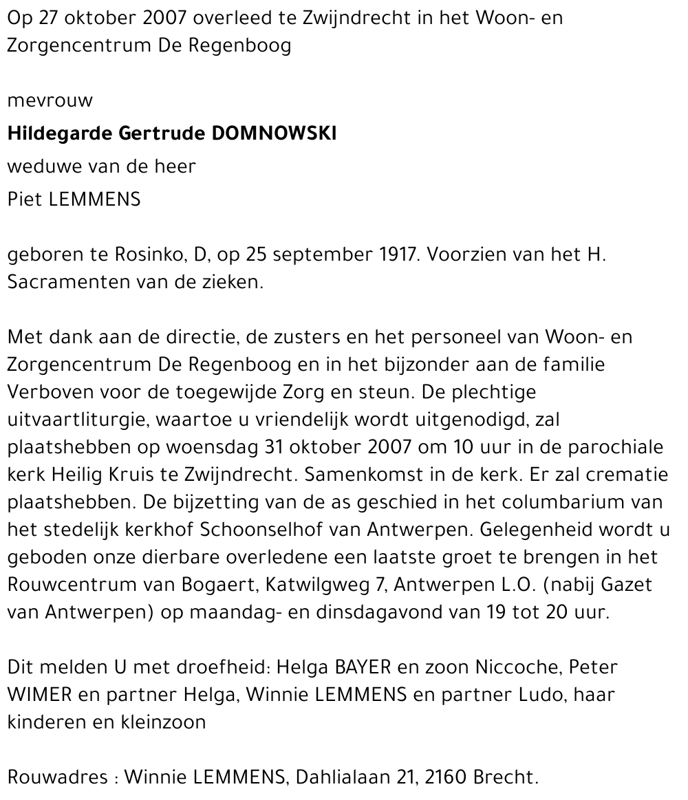 Hildegarde Gertrude Domnowski