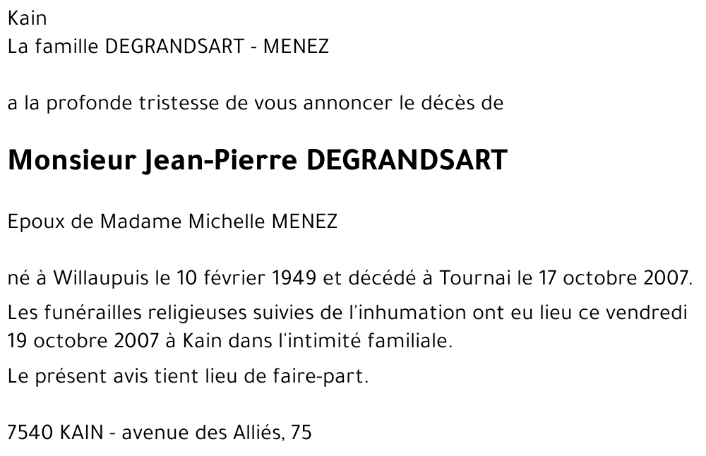 Jean-Pierre DEGRANDSART