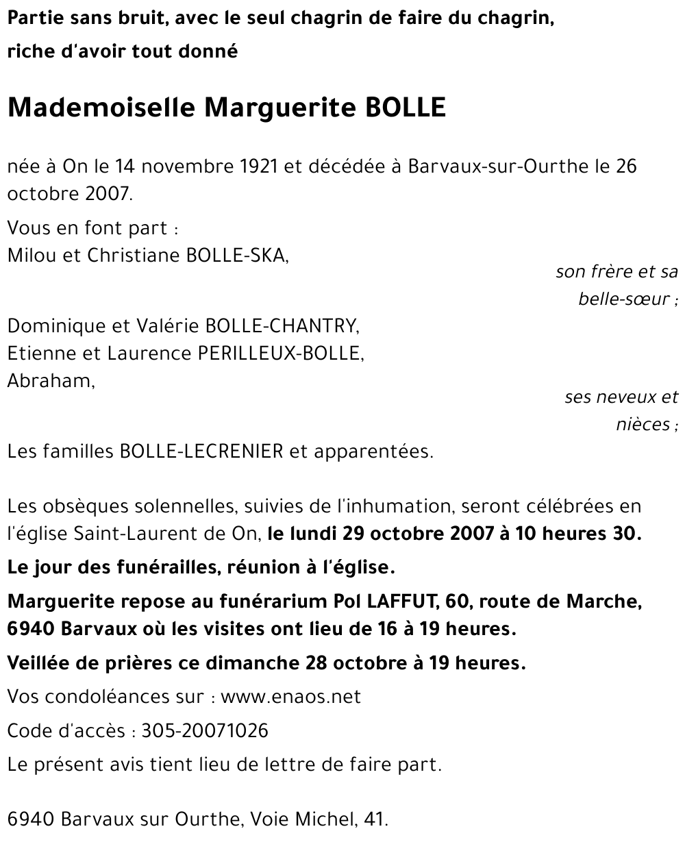 Marguerite BOLLE