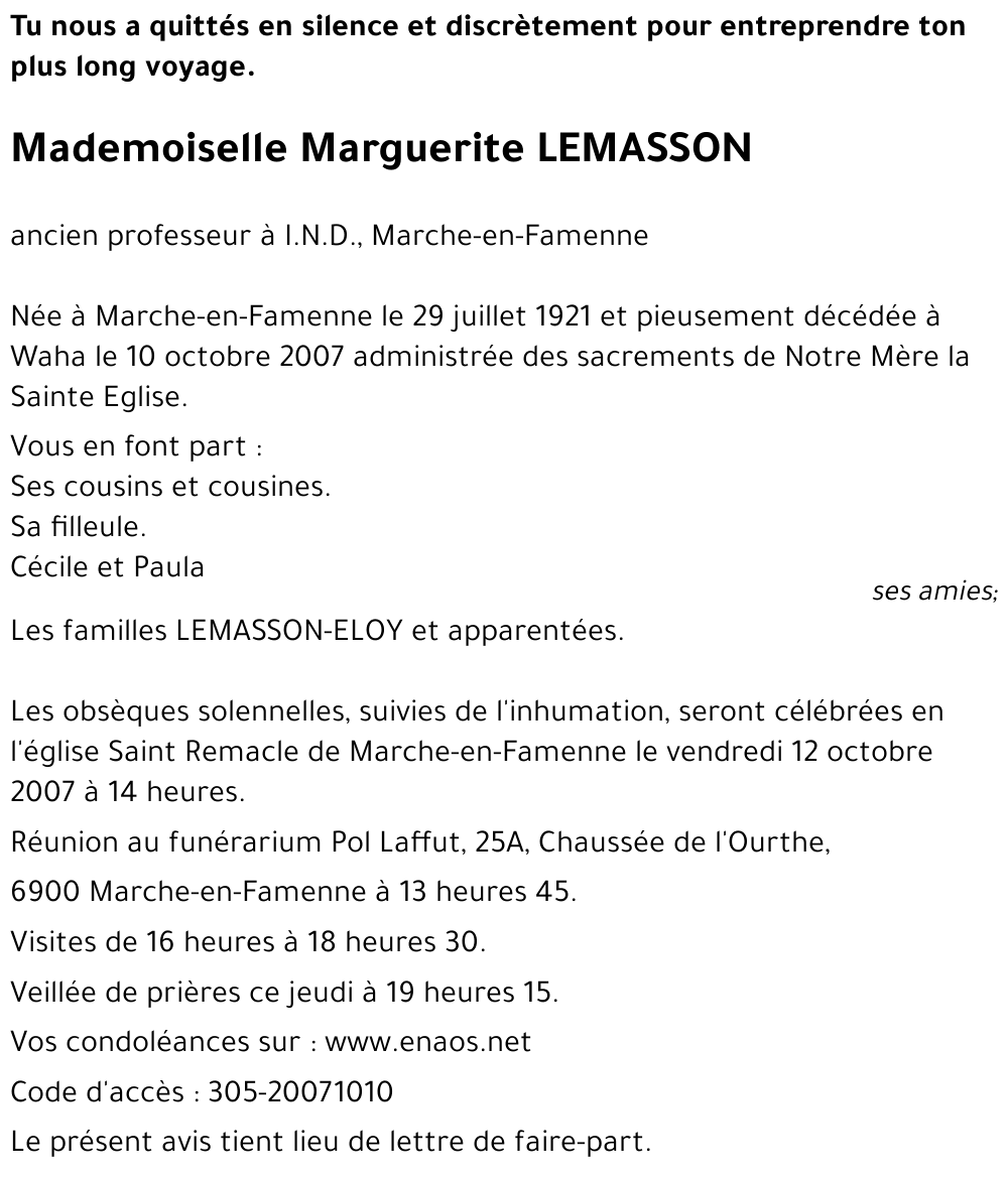 Marguerite LEMASSON